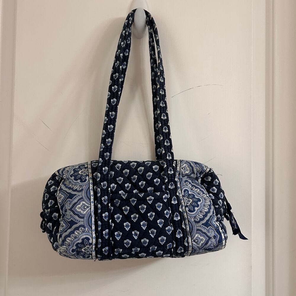 Retired Vera Bradley Nantucket Navy Duffle Bag Some Wear See photo 12x5x6 Small